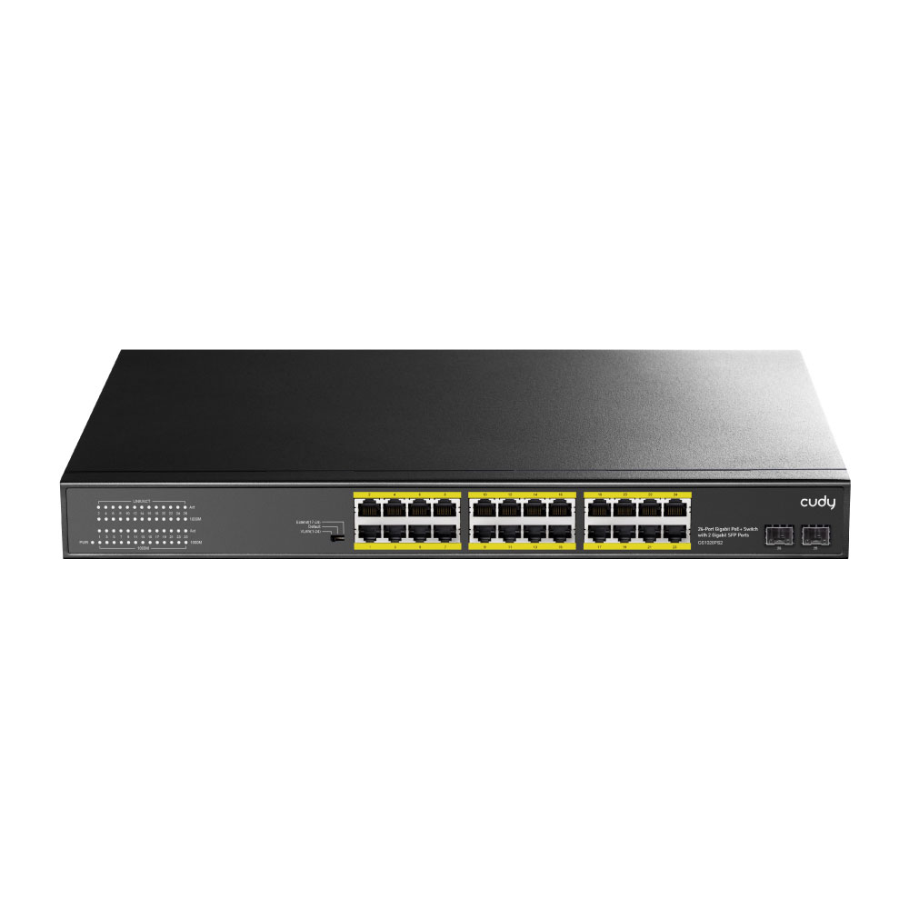 Switch Gigabit PoE+ de 24 portas com 24 portas Gigabit e 2 ranhuras SFP