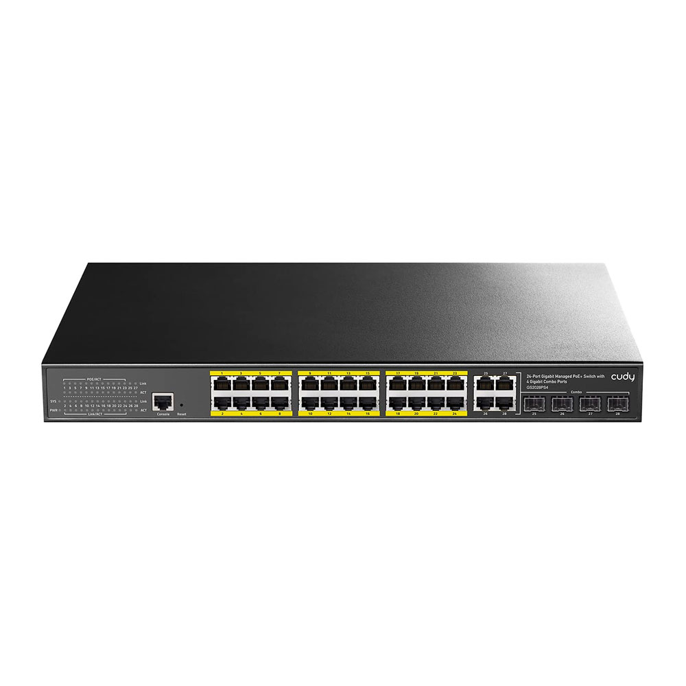 Switch Gigabit PoE+ L2 de 24 portas com 4 portas Combo