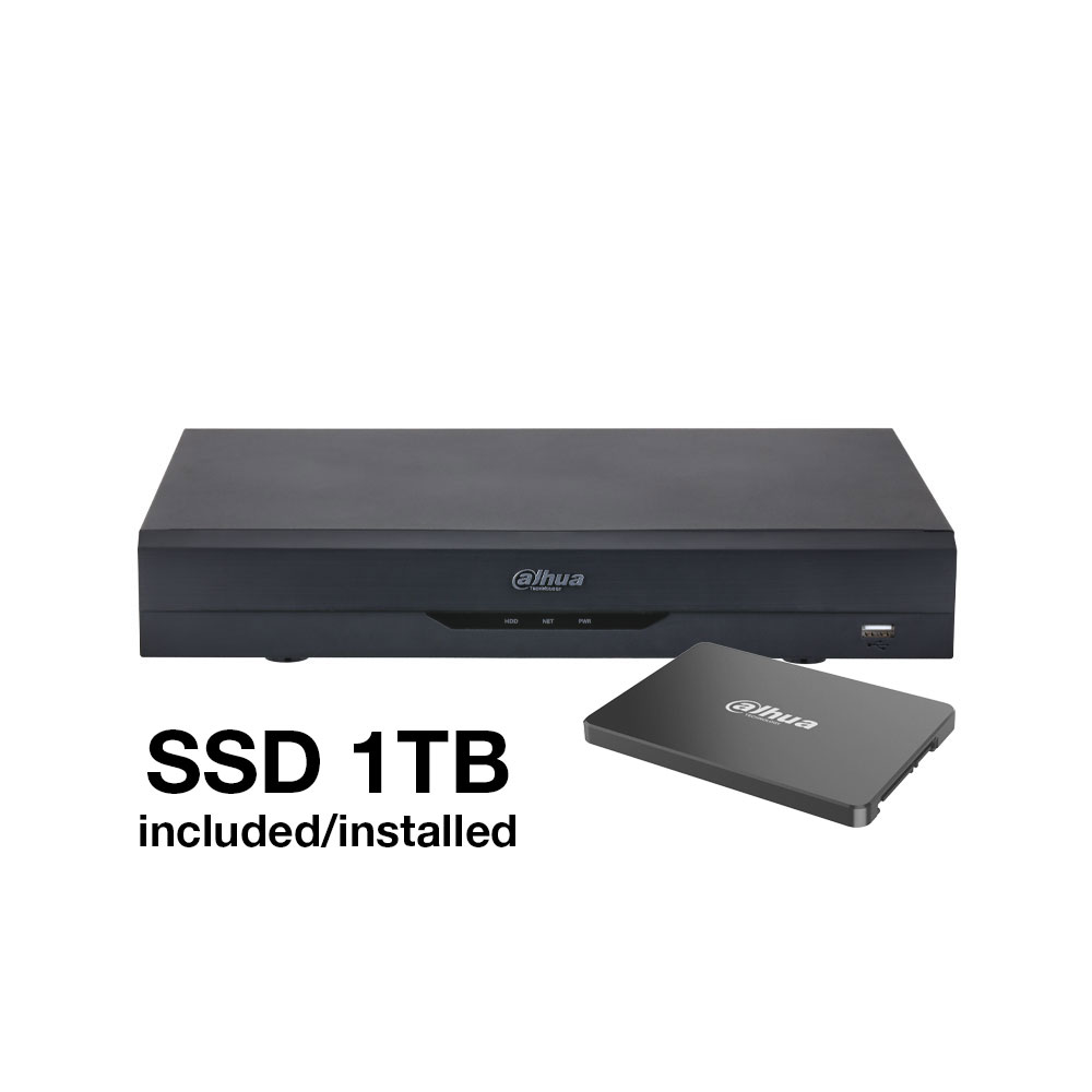 XVR 5 em 1 de 4 canais da Dahua com SSD de 1 TB