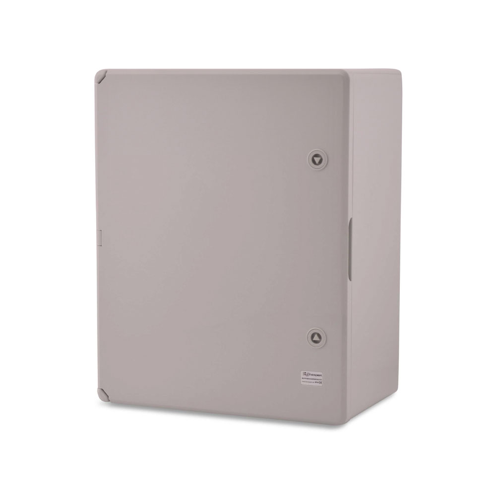 WALL MOUNTING CABINET - Caixa de plástico com porta de dois pontos de fecho. Caixa em plástico ABS resistente a álcalis, óleos, sais, etc. Grau de proteção IP65. Proteção anti-vandalismo IK08
