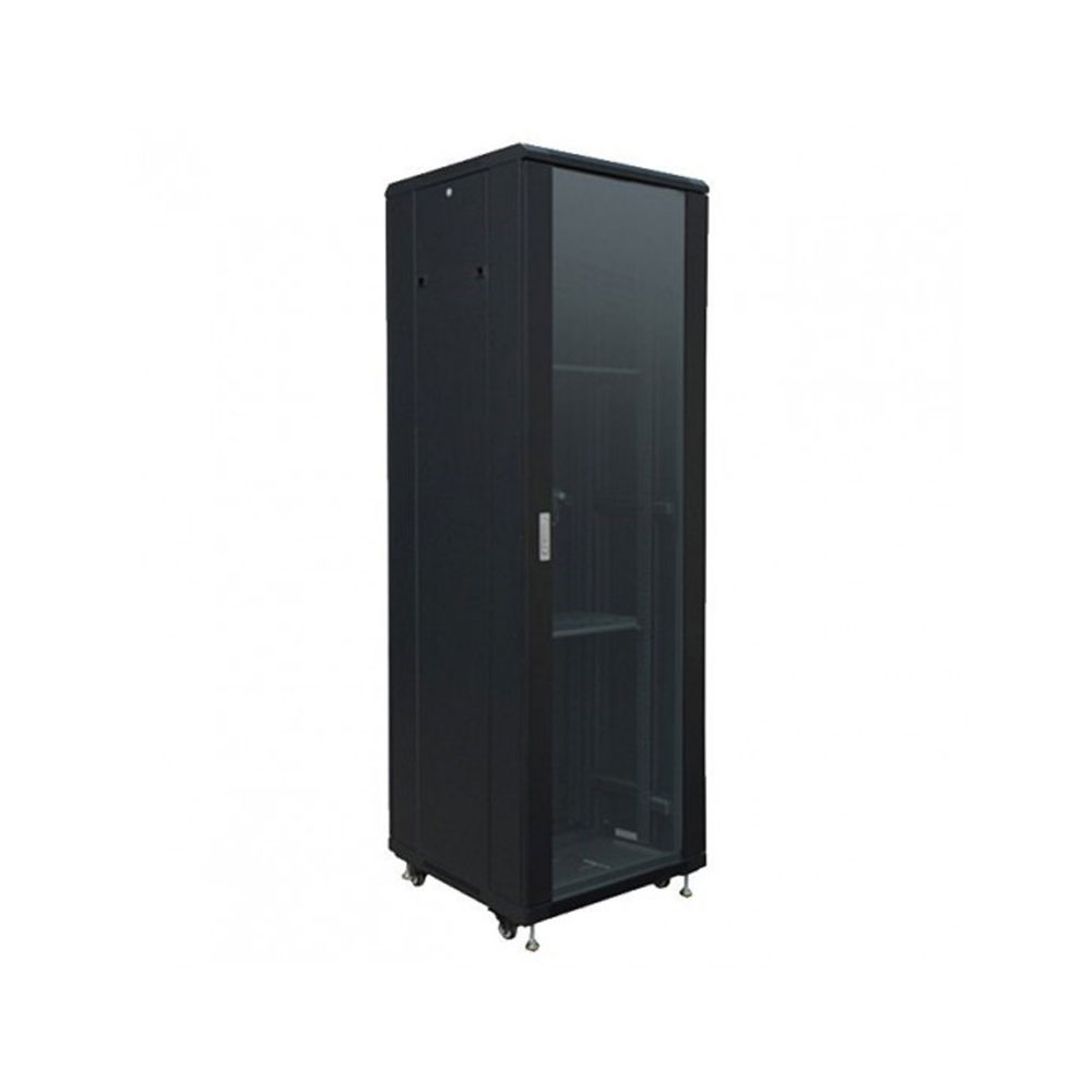 ARMARIO RACK 42U 60X60 DESMONTADO CON PUERTA DE CRISTAL Y PUERTA TRASERA METALICA - Armário de rack tipo cabine 42U. Fabricado em aço laminado a frio SPCC. Porta frontal em vidro temperado com fechadura de segurança. Capacidade de carga de 800 kg. Fornecido desmontado e sem acessórios
