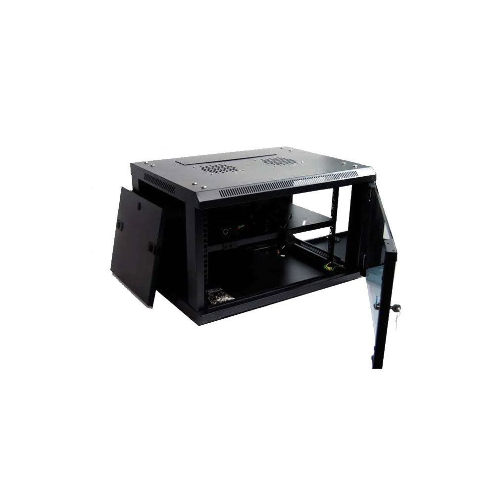 ARMARIO RACK 6U 60X60 CON TERMOSTATO 2 VENTILADORES 1 BANDEJA - Armário para rack 19? 6U tipo parede. Fabricado em aço laminado a frio SPCC. Fechadura de segurança com chave. Capacidade de carga de 60 kg. Fornecido com acessórios