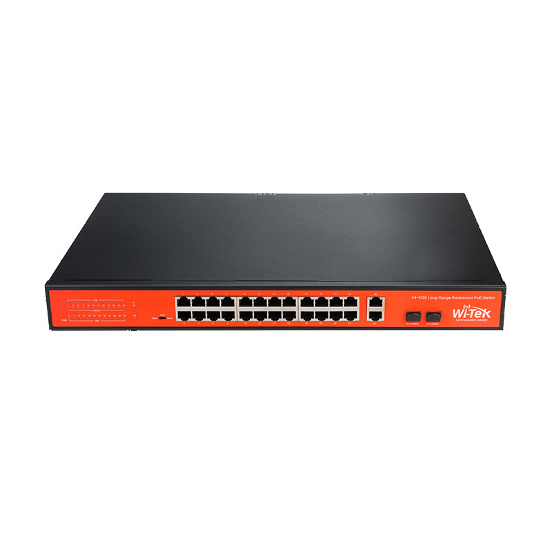 24 PoE + 1 RJ45 Gigabit + 1 switch PoE não gerido Gigabit combo