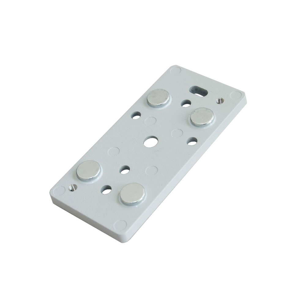 Placa de fixação com 4 ímanes potentes para a instalação do detetor DEM-682 (VD 500) em superfícies metálicas onde